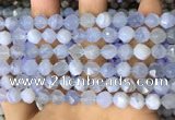 CNG8706 15.5 inches 8mm faceted nuggets blue chalcedony beads