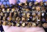 CNG8727 15.5 inches 12mm faceted nuggets yellow tiger eye beads