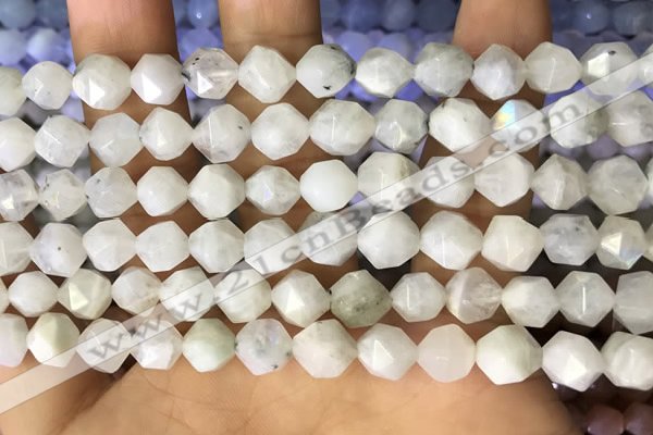 CNG8757 15.5 inches 8mm faceted nuggets white moonstone beads