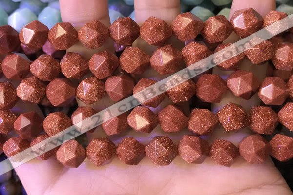 CNG8768 15.5 inches 10mm faceted nuggets goldstone beads wholesale