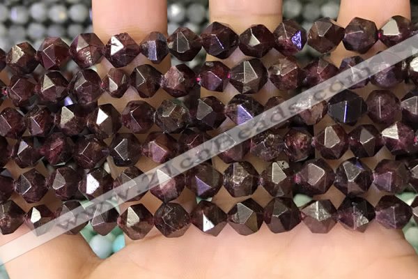 CNG8770 15.5 inches 8mm faceted nuggets garnet gemstone beads