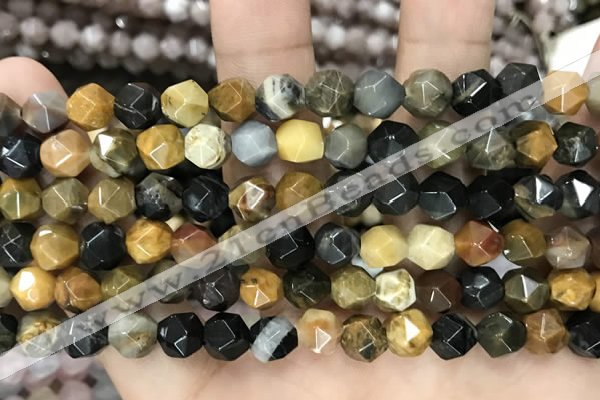 CNG8776 15 inches 8mm faceted nuggets jasper gemstone beads