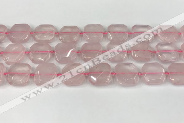 CNG8802 15.5 inches 16mm - 20mm faceted freeform rose quartz beads