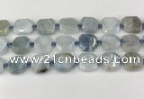 CNG8805 15.5 inches 16mm - 20mm faceted freeform aquamarine beads