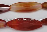 CNG881 15.5 inches 15*40mm faceted rice red agate nugget beads