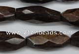 CNG882 15.5 inches 14*32mm faceted rice bronzite nugget beads