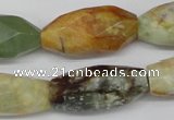 CNG884 15.5 inches 14*32mm faceted rice gemstone nugget beads