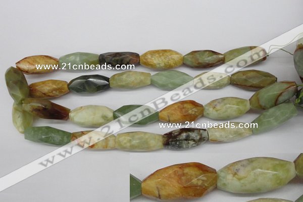 CNG884 15.5 inches 14*32mm faceted rice gemstone nugget beads