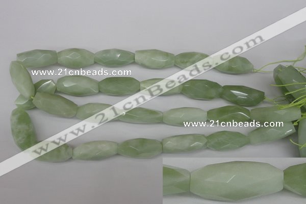 CNG885 15.5 inches 14*32mm faceted rice New jade nugget beads