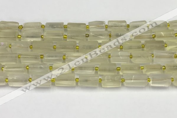 CNG8851 15.5 inches 8*12mm - 10*16mm nuggets matte lemon quartz beads