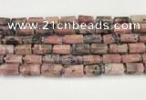 CNG8860 15.5 inches 8*12mm - 10*16mm nuggets matte rhodonite beads