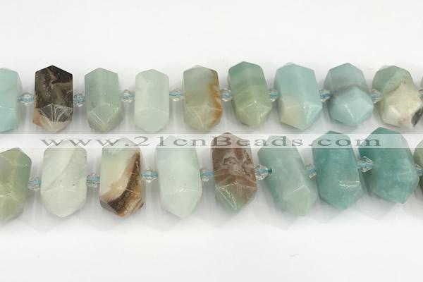 CNG8914 15.5 inches 10*25mm - 15*30mm faceted nuggets amazonite beads