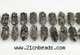 CNG8920 10*25mm - 15*30mm faceted nuggets red snowflake obsidian beads