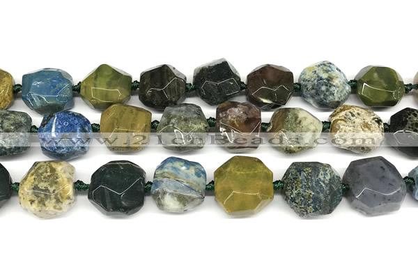 CNG8931 16*17mm - 18*19mm faceted freeform ocean agate beads