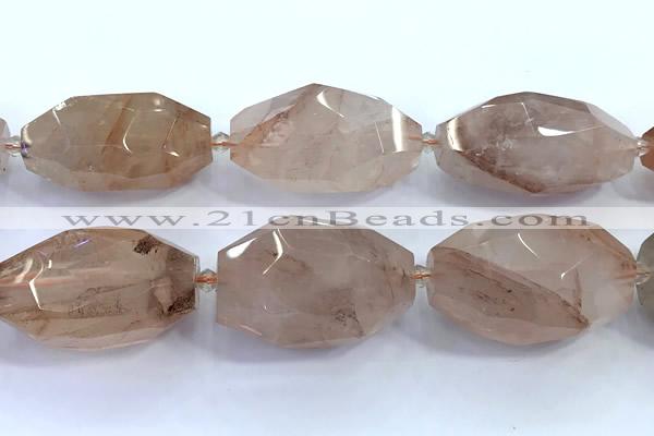 CNG8978 15 inches 20*33mm - 25*40mm faceted nuggets pink quartz beads