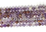 CNG9062 15.5 inches 8mm faceted nuggets purple phantom quartz beads