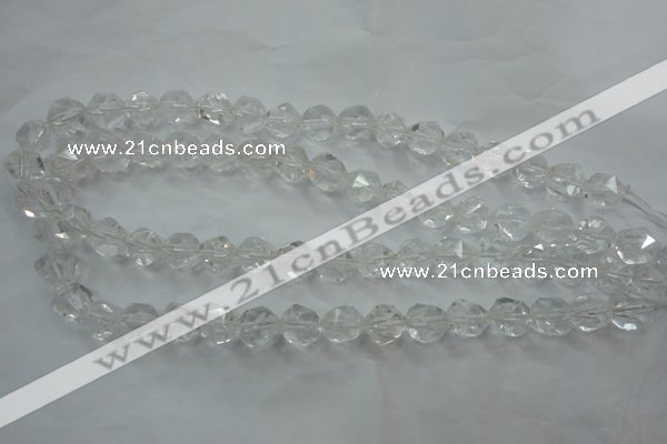 CNG911 15 inches 8mm faceted nuggets white crystal beads