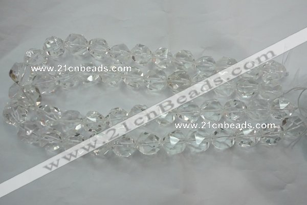 CNG914 15 inches 14mm faceted nuggets white crystal beads