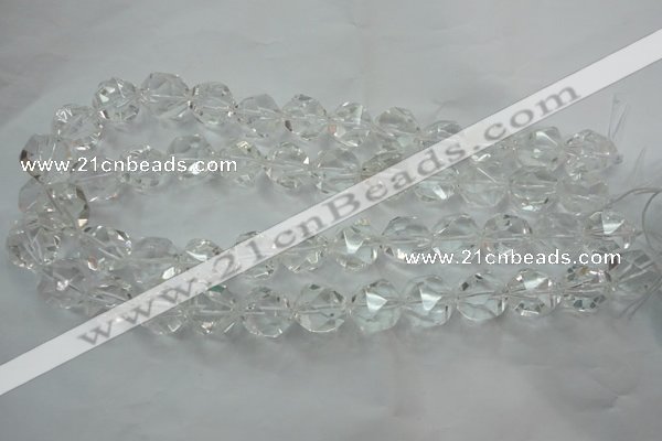 CNG915 15 inches 16mm faceted nuggets white crystal beads