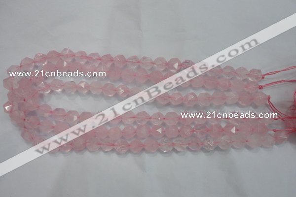 CNG920 15 inches 10mm faceted nuggets rose quartz beads