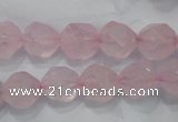 CNG921 15 inches 12mm faceted nuggets rose quartz beads