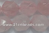 CNG924 15 inches 18mm faceted nuggets rose quartz beads