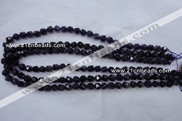 CNG926 15 inches 8mm faceted nuggets amethyst gemstone beads