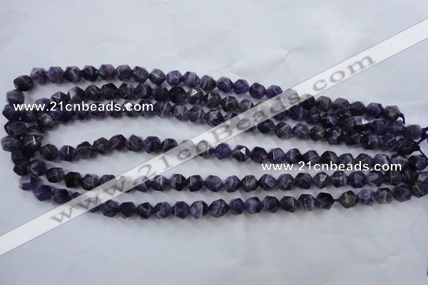 CNG928 15 inches 8mm faceted nuggets amethyst gemstone beads