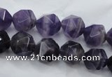 CNG930 15 inches 12mm faceted nuggets amethyst gemstone beads