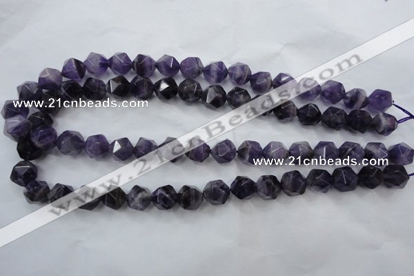 CNG931 15 inches 14mm faceted nuggets amethyst gemstone beads