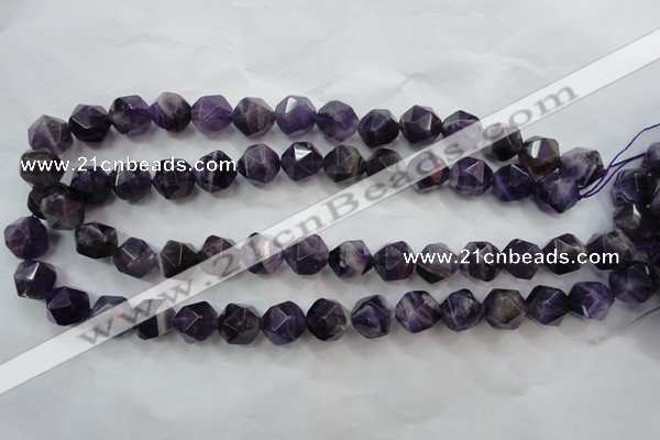 CNG932 15 inches 16mm faceted nuggets amethyst gemstone beads