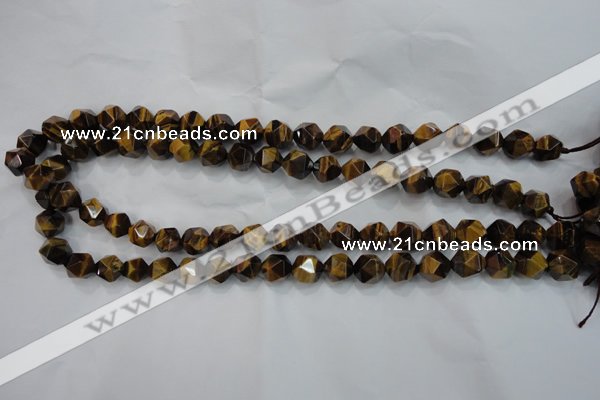 CNG937 15 inches 10mm faceted nuggets yellow tiger eye beads