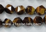 CNG938 15 inches 12mm faceted nuggets yellow tiger eye beads