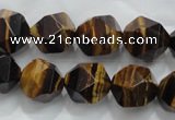 CNG939 15 inches 14mm faceted nuggets yellow tiger eye beads