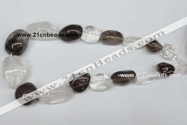 CNG95 12*14mm - 20*35mm nuggets smoky quartz & crystal gemstone beads