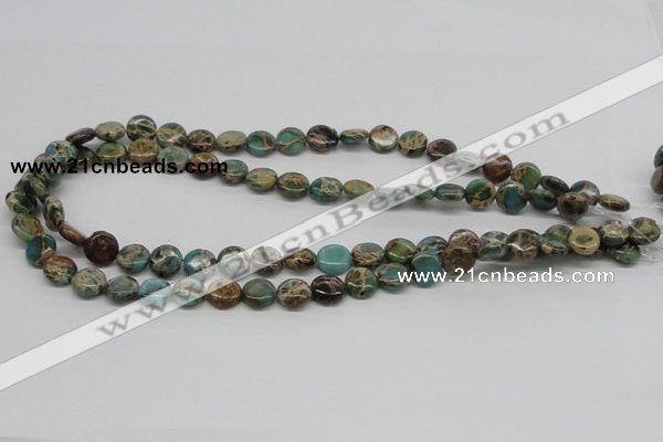 CNI08 16 inches 10mm flat round natural imperial jasper beads wholesale