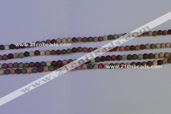 CNI360 15.5 inches 4mm round matte imperial jasper beads wholesale