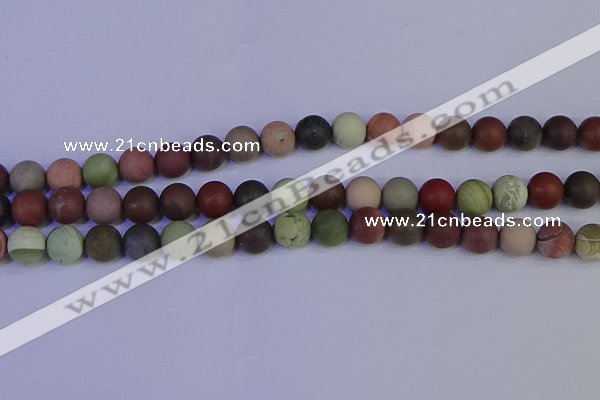 CNI364 15.5 inches 12mm round matte imperial jasper beads wholesale