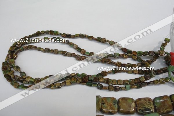 CNI37 15.5 inches 6*6mm square natural imperial jasper beads