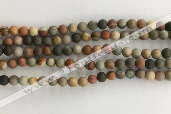 CNI376 15.5 inches 6mm round matte American picture jasper beads