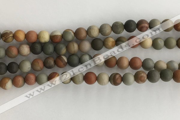 CNI377 15.5 inches 8mm round matte American picture jasper beads