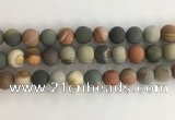 CNI379 15.5 inches 12mm round matte American picture jasper beads