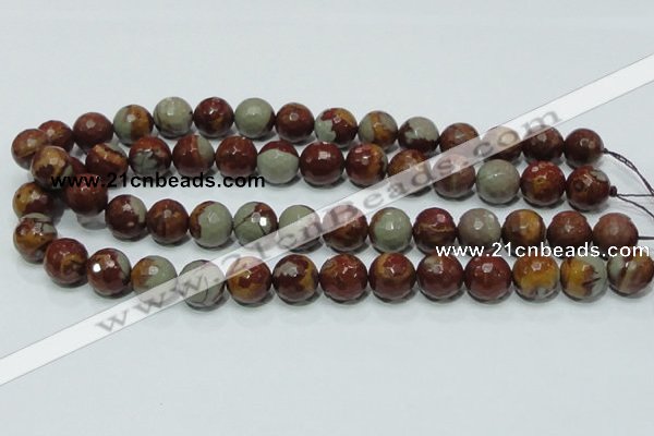 CNJ18 15.5 inches 14mm faceted round natural noreena jasper beads