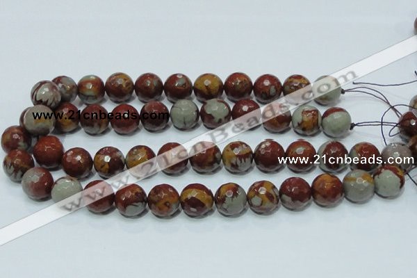 CNJ19 15.5 inches 16mm faceted round natural noreena jasper beads