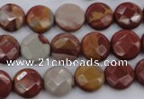 CNJ42 15.5 inches 12mm faceted coin noreena jasper beads