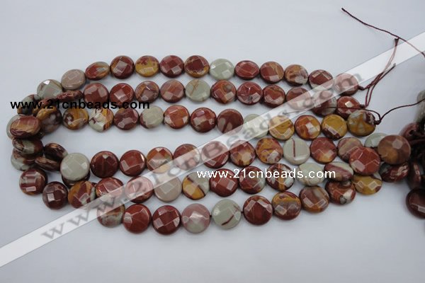 CNJ43 15.5 inches 14mm faceted coin noreena jasper beads