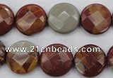 CNJ44 15.5 inches 16mm faceted coin noreena jasper beads