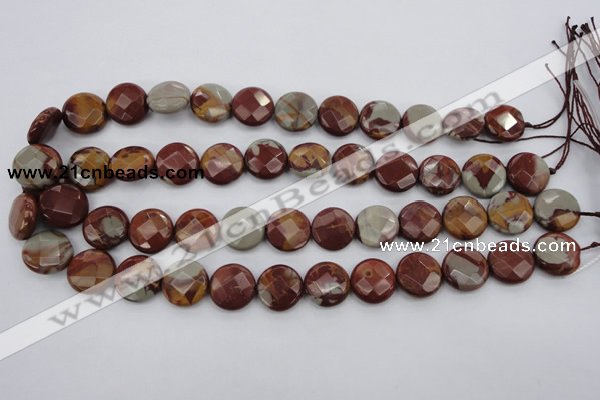 CNJ44 15.5 inches 16mm faceted coin noreena jasper beads