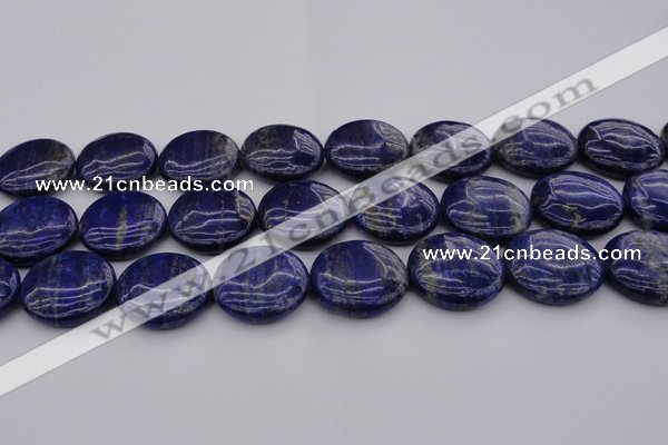 CNL1111 15.5 inches 25mm flat round lapis lazuli gemstone beads