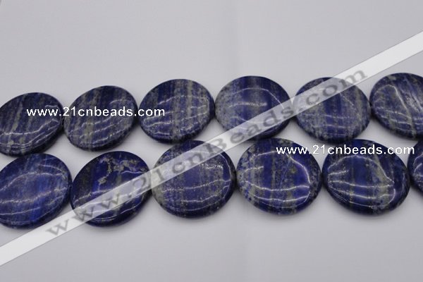 CNL1114 15.5 inches 40mm flat round lapis lazuli gemstone beads